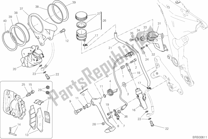 Toutes les pièces pour le Système De Freinage Arrière du Ducati Multistrada 1260 S Pikes Peak Thailand 2018